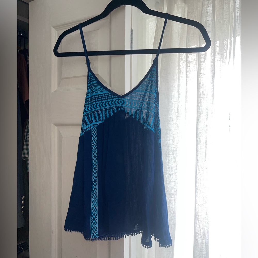 Blue & navy tank top with adjustable straps